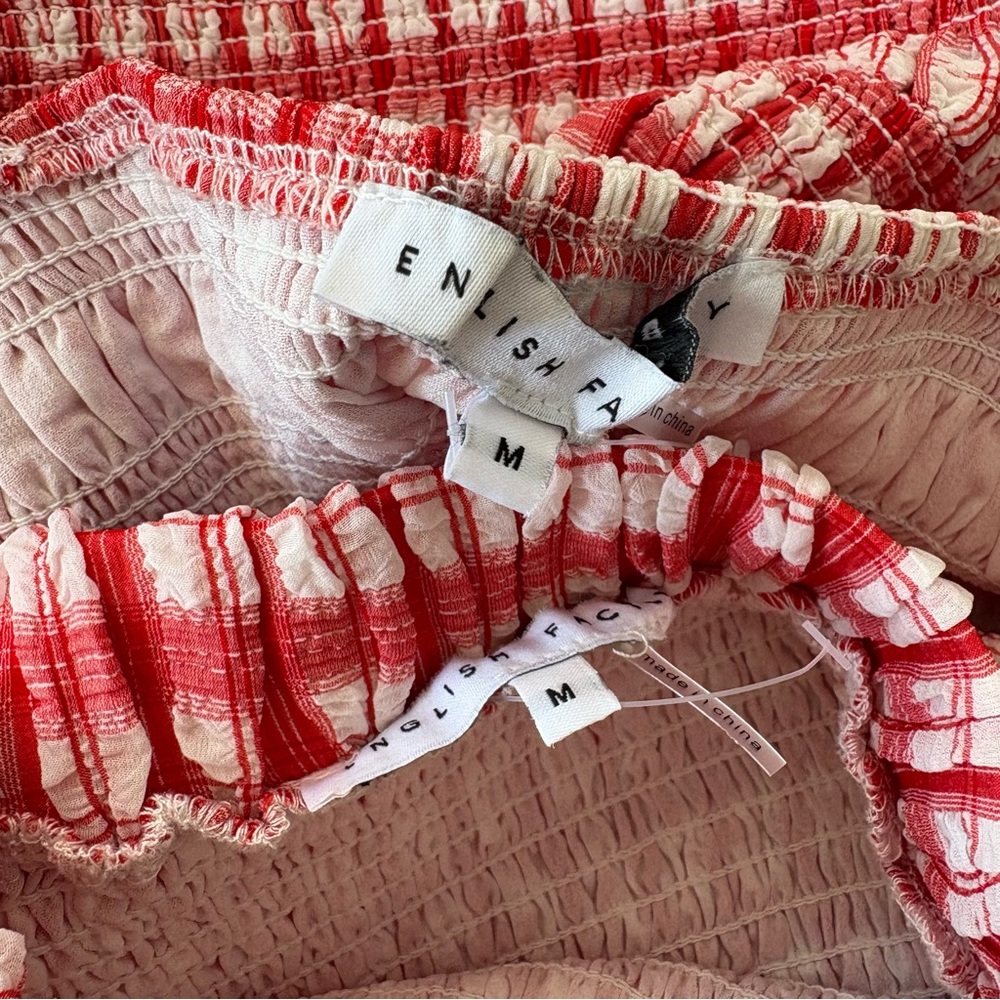 Tuckernuck || English Factory Smocked Top + Ruffled Mini Skirt Set Red Check M - Picture 5 of 9